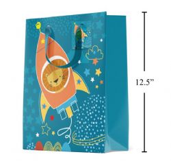 // SAC CADEAU MOYEN - LION DANS UNE FUSÉE MAT